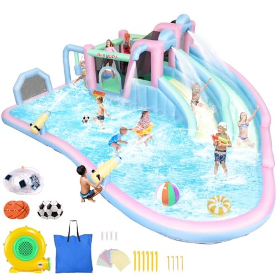 Outdoor Furniture Kids - Inflatable Bounce House Double Slides for
