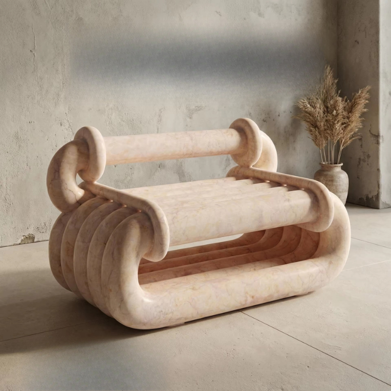 Outdoor Furniture Brand - Natural marble polished outdoor courtyard designer
