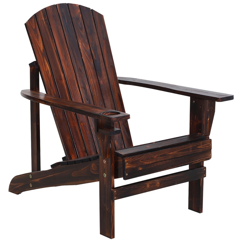 Outdoor Furniture With Fire Pit - Outsunny Wooden Adirondack Chair with Cup
