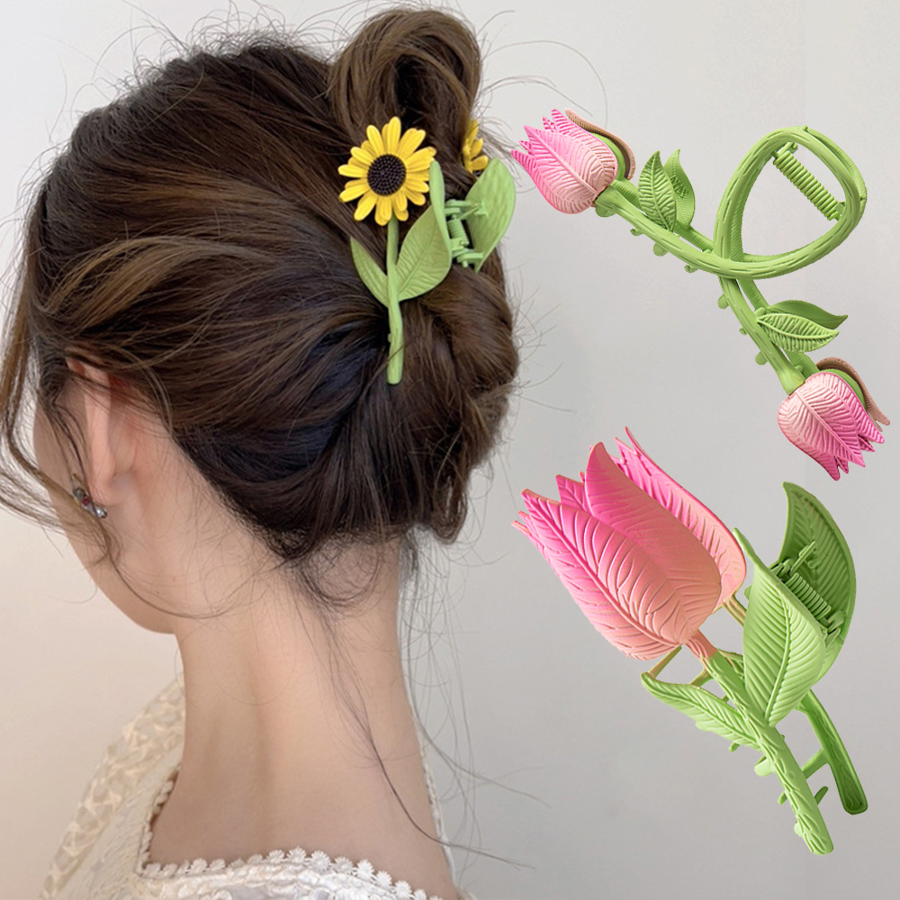 Outdoor Furniture Decor - Women Tulip Flower Hair Claw Clips