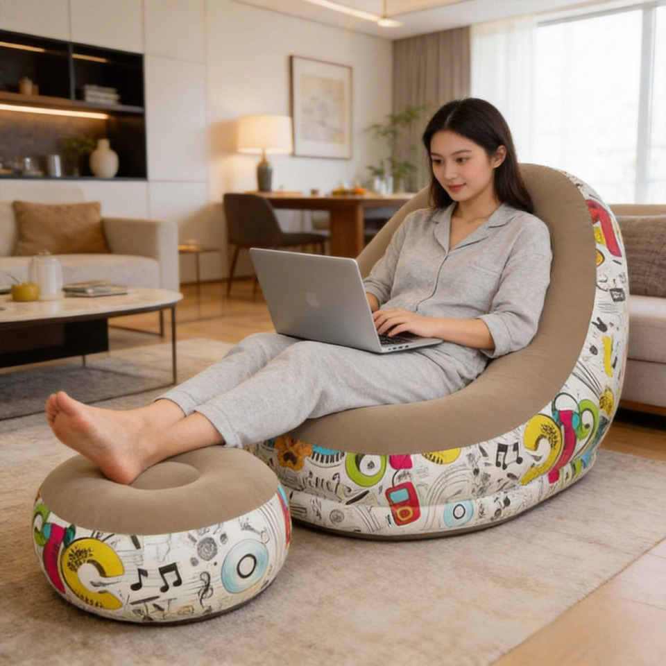 Outdoor Furniture Factory - Modern Eco-flocked PVC Inflatable Sofa Custom
