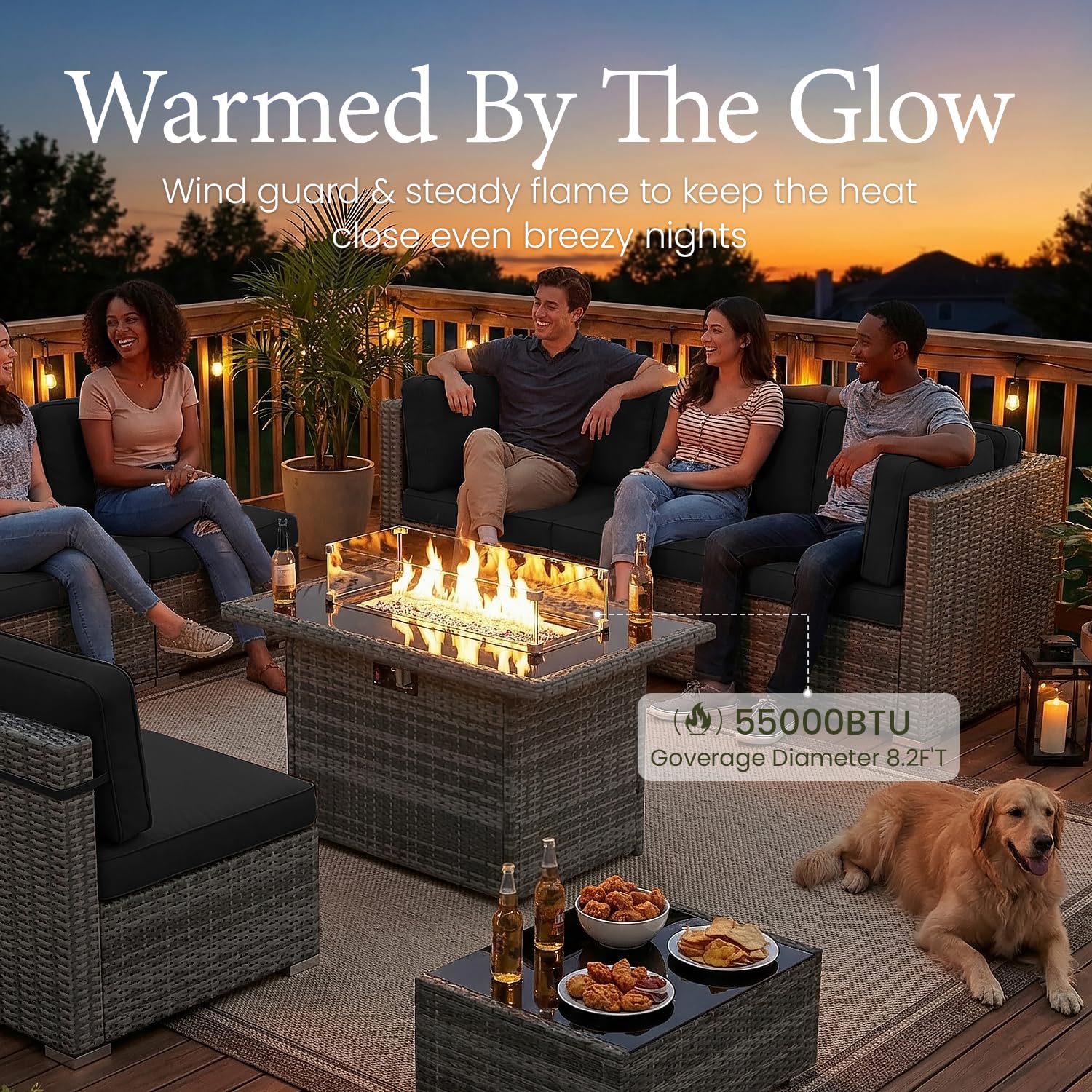 8 Piece Patio Furniture Set wi - đánh giá và giá Outdoor Furniture With Fire Pit