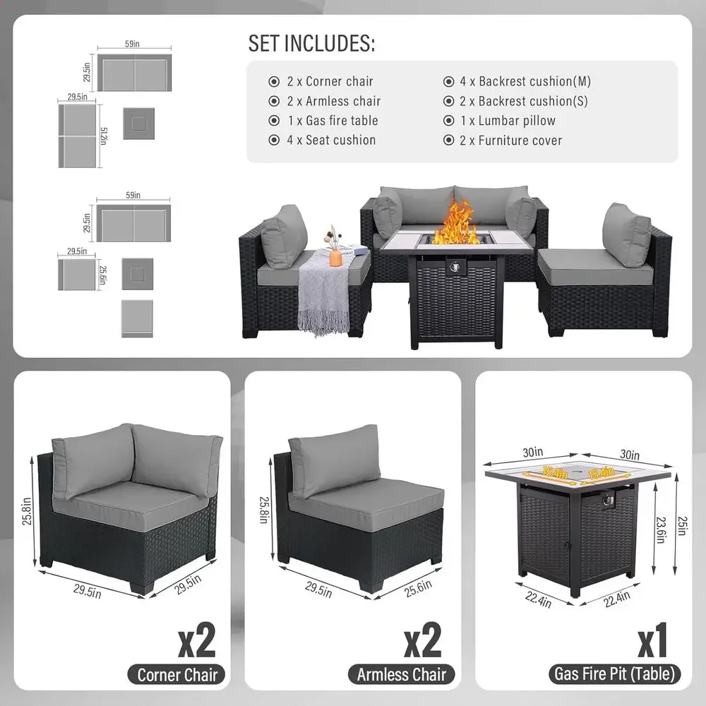 5-Piece Outdoor Patio Furnitur - đánh giá và giá Outdoor Furniture With Fire Pit