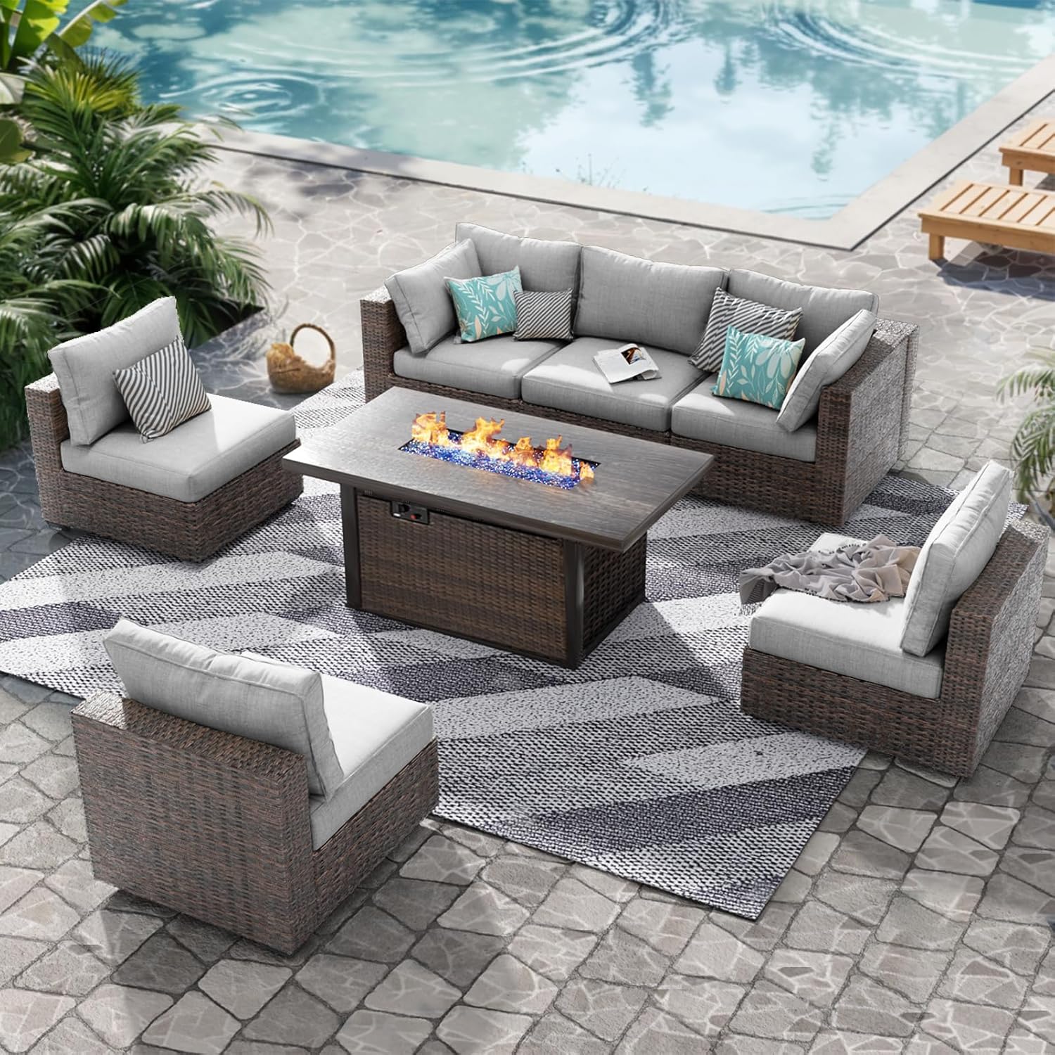Patio Furniture Set,7 Piece Pa - đánh giá và giá Outdoor Furniture With Fire Pit