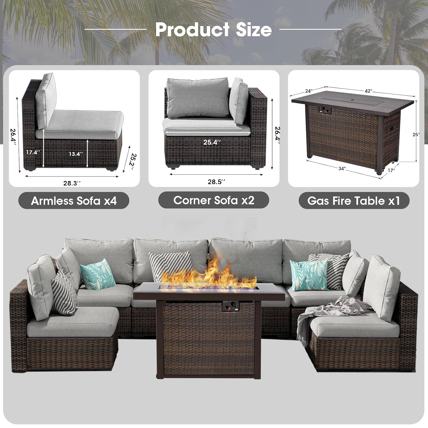Patio Furniture Set,7 Piece Pa - đánh giá và giá Outdoor Furniture With Fire Pit