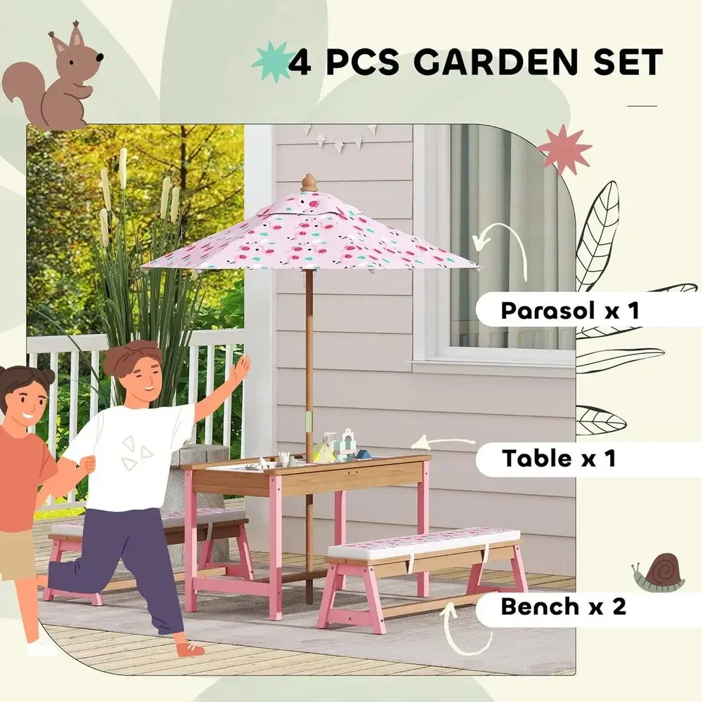 Wooden Picnic Table Set with U - đánh giá và giá Outdoor Furniture Kids