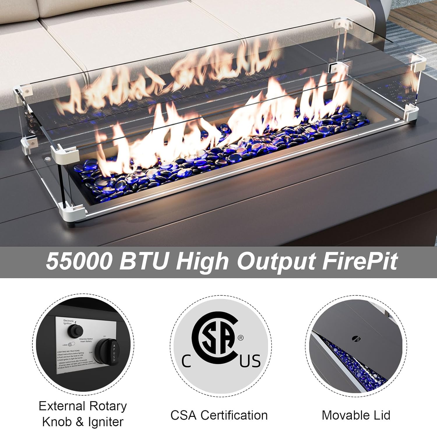 5-seat Aluminum Patio Sectiona - đánh giá và giá Outdoor Furniture With Fire Pit