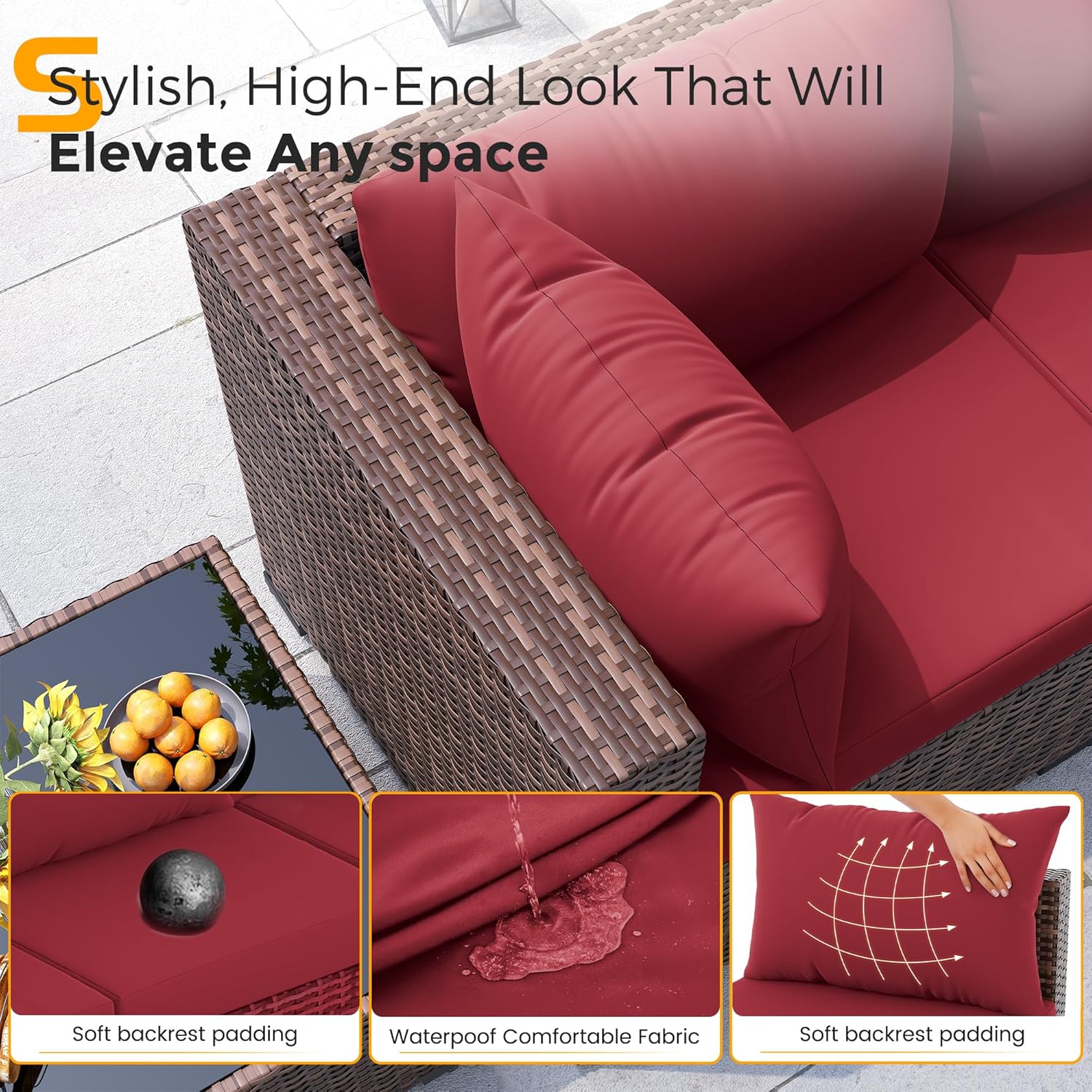 8pc All-Weather Wicker Section - đánh giá và giá Outdoor Furniture With Fire Pit