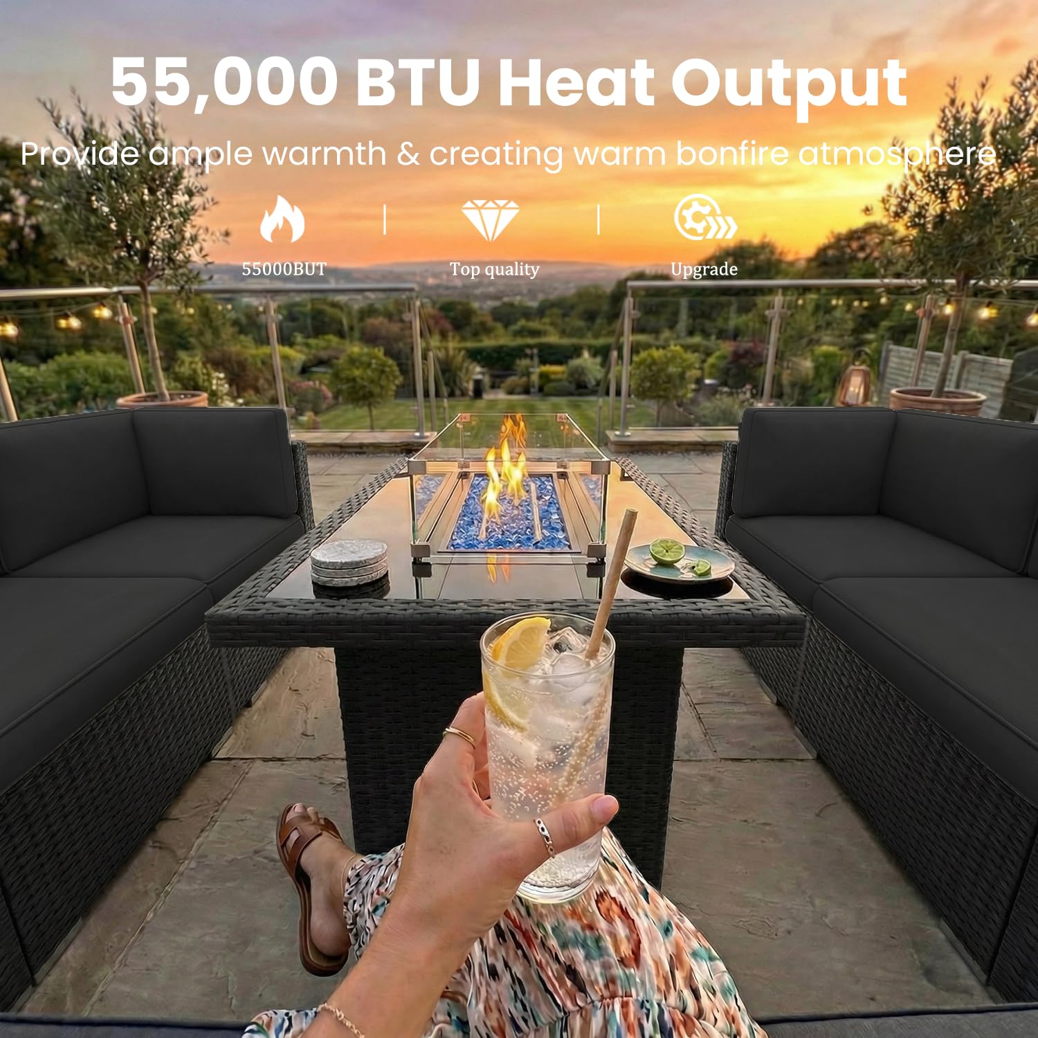 8 Pieces Patio Furniture Set w - đánh giá và giá Outdoor Furniture With Fire Pit