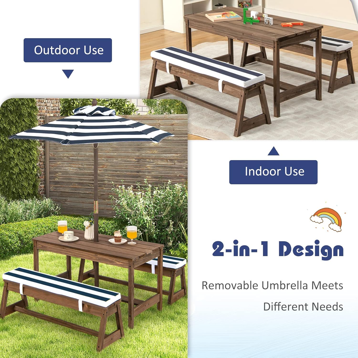 Height Adjustable Wooden Kids  - đánh giá và giá Outdoor Furniture Kids