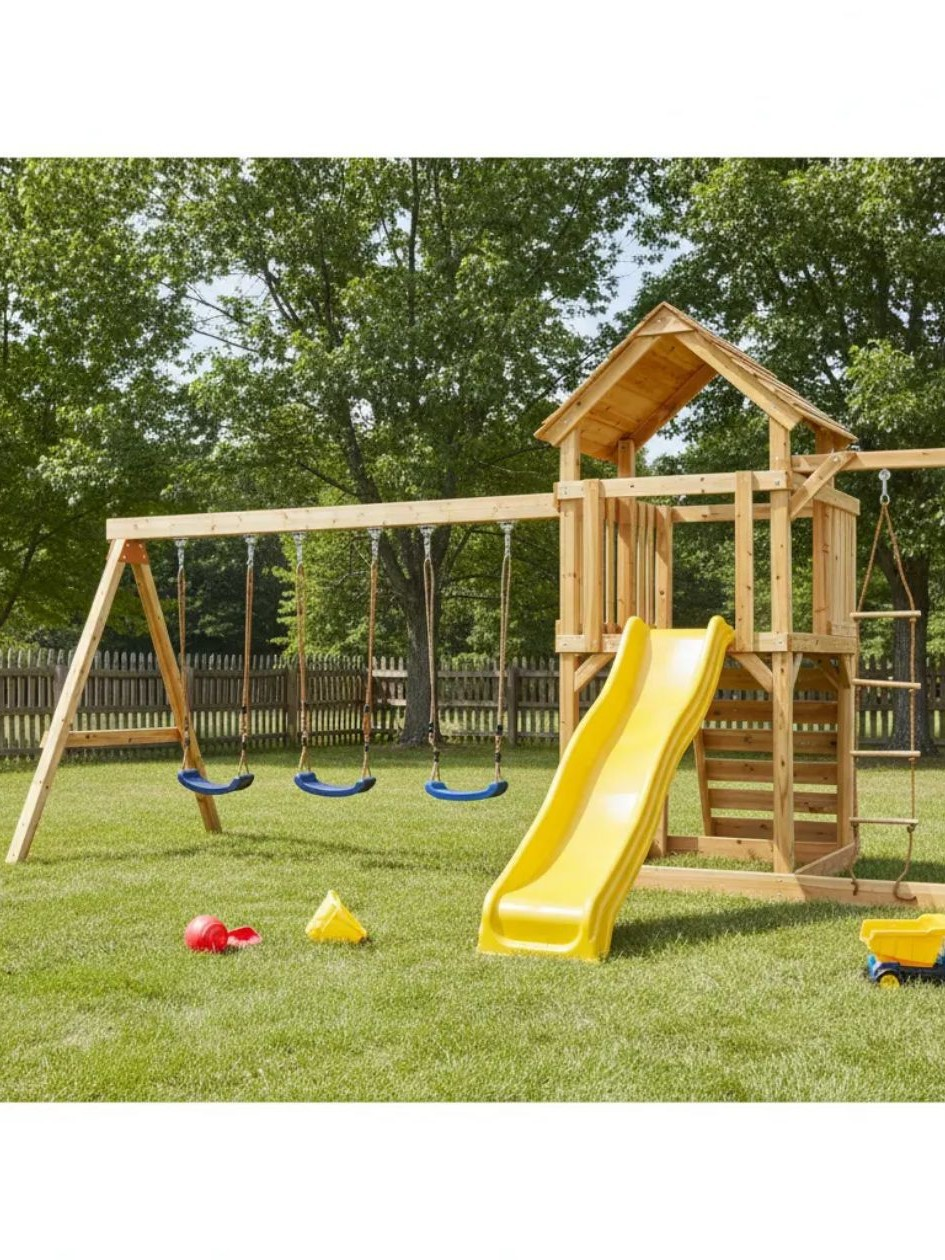 Children Swing Kids Wooden Gar - đánh giá và giá Outdoor Furniture Kids