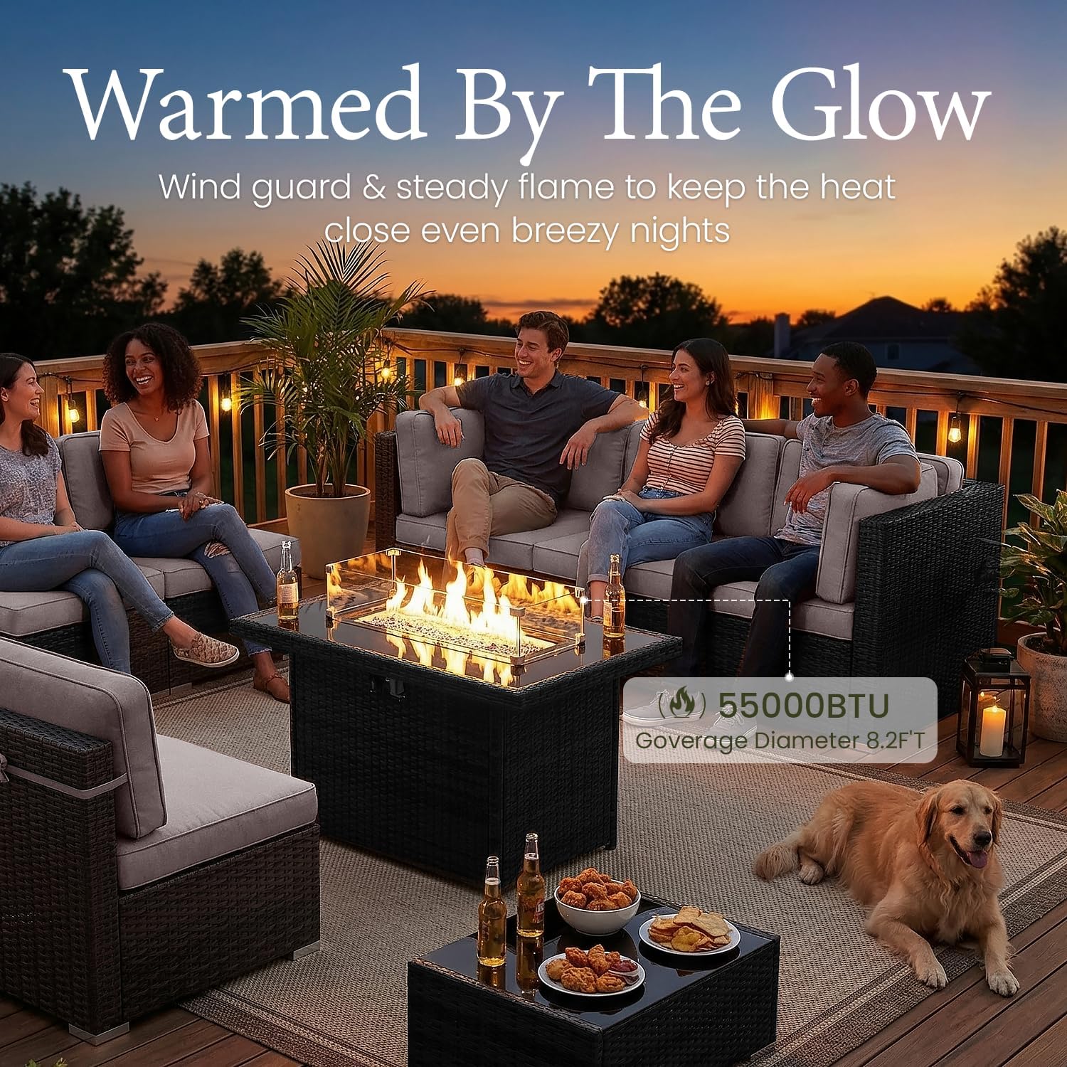 15 Piece Patio Furniture Set w - đánh giá và giá Outdoor Furniture With Fire Pit