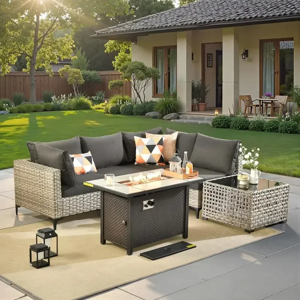 6-Piece Outdoor Wicker Patio F - đánh giá và giá Outdoor Furniture With Fire Pit
