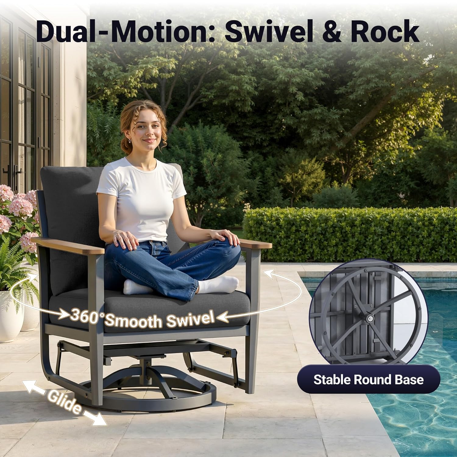 5pc Aluminum Patio Set Swivel  - đánh giá và giá Outdoor Furniture With Fire Pit