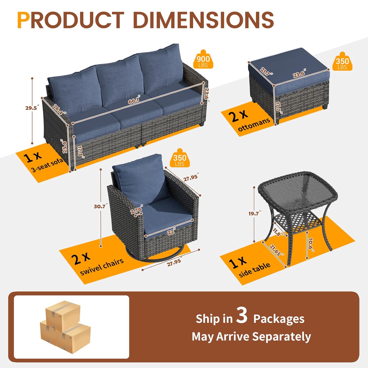 6pc Gray PE Rattan Sectional S - đánh giá và giá Outdoor Furniture With Fire Pit