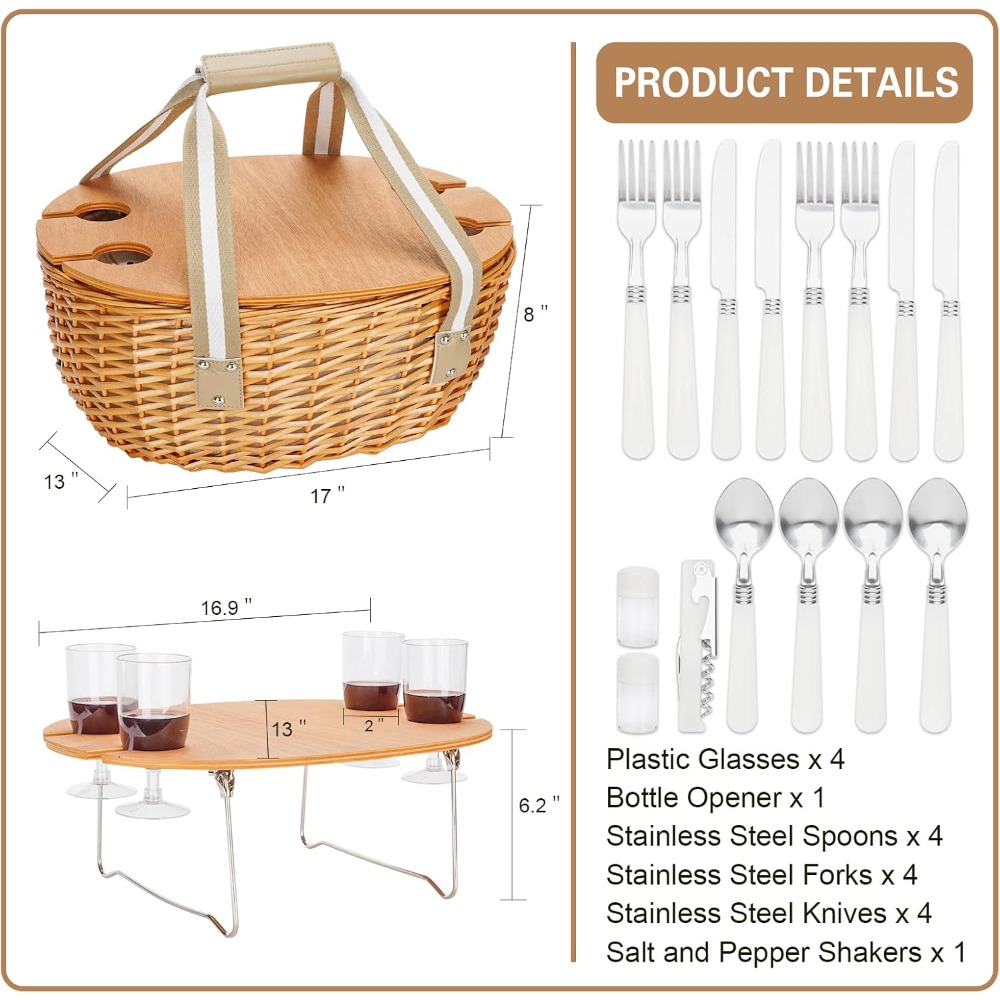 stboo picnic basket for 4, ins - đánh giá và giá Folding Picnic Table