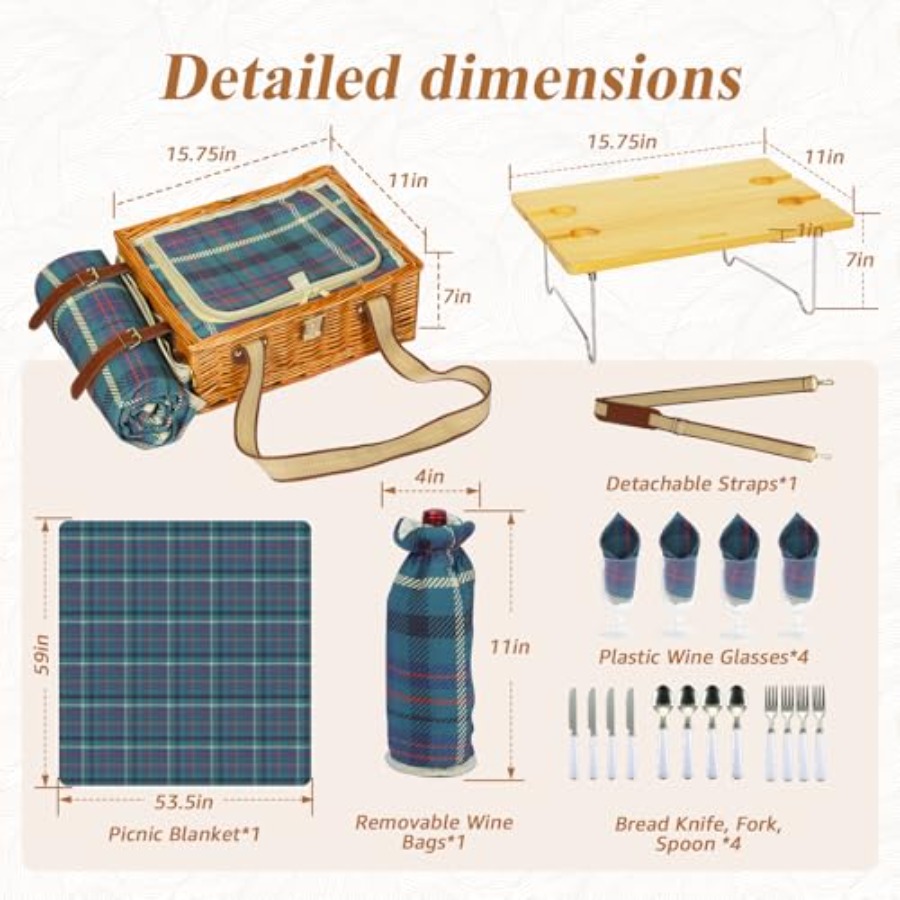 Picnic Basket for 4 with Foldi - đánh giá và giá Folding Picnic Table