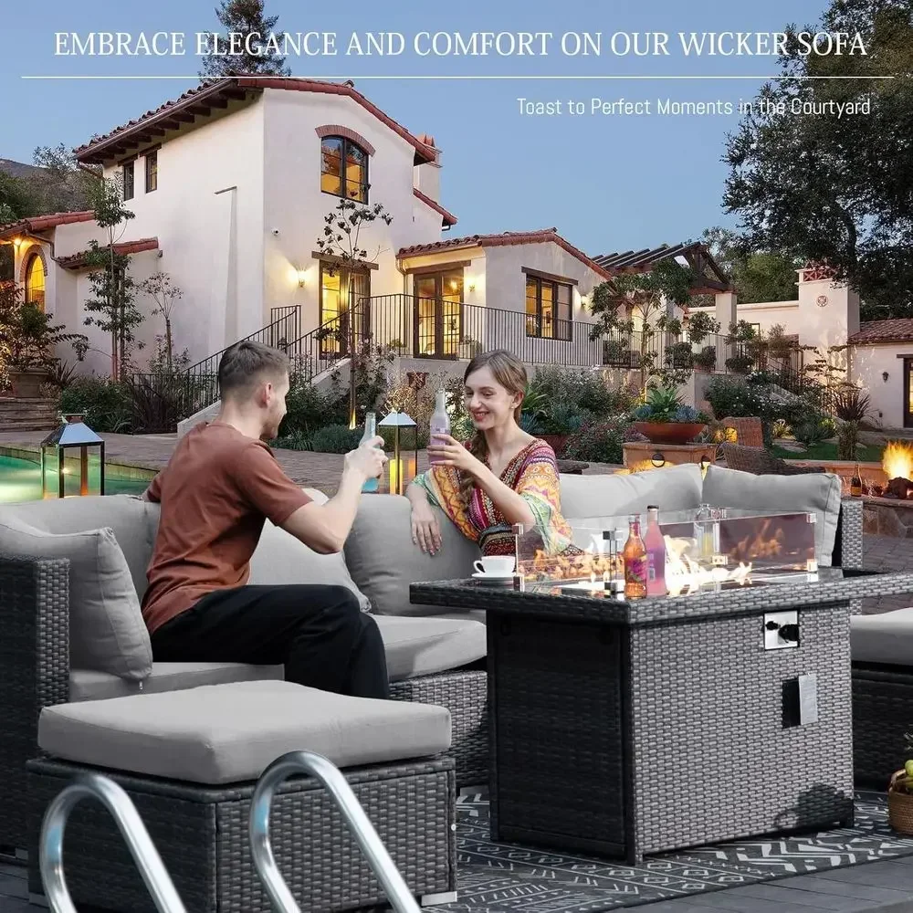 6-Person Weather-Resistant Out - đánh giá và giá Outdoor Furniture With Fire Pit