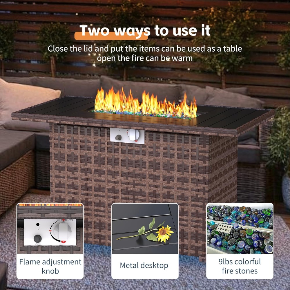 Sectional Sofa Set with Fire P - đánh giá và giá Outdoor Furniture With Fire Pit