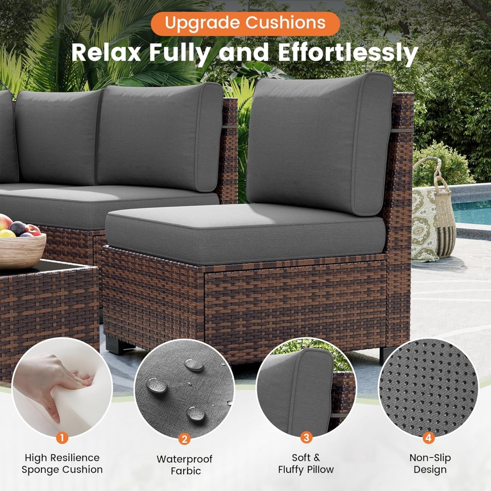 Sectional Sofa Set with Fire P - đánh giá và giá Outdoor Furniture With Fire Pit